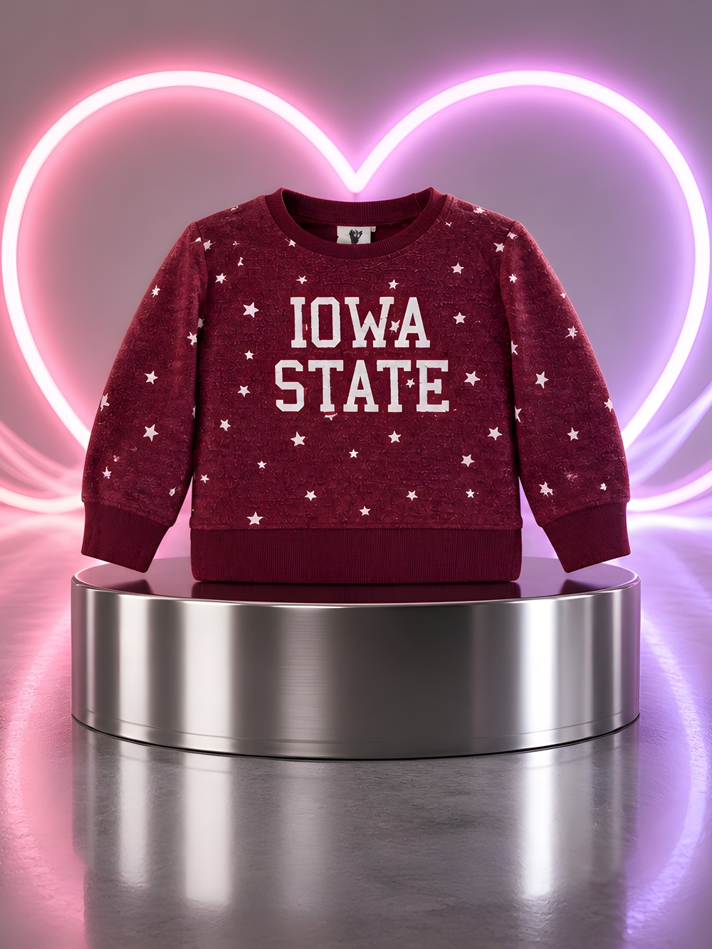 Iowa State Maroon Kids Sweatshirt with Star Print designed by Wes & Willy